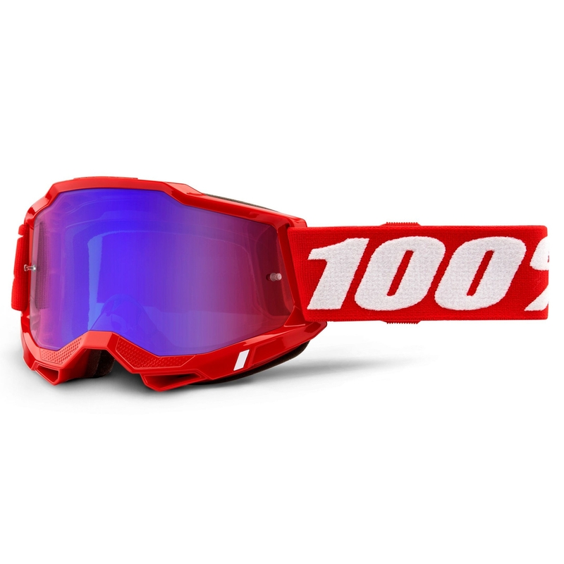 Motocross szemüveg 100% ACCURI 2 piros (piros-kék tükör plexiüveg)