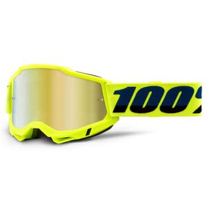 Motocross szemüveg 100% ACCURI 2 fluossárga (arany tükör plexiüveg)