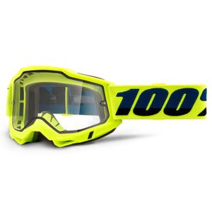 Motocross szemüveg 100% ACCURI 2 fluo sárga (dupla tiszta plexi)