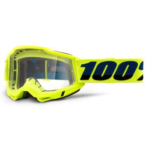 Motocross szemüveg 100% ACCURI 2 OTG fluo sárga (tiszta plexi)