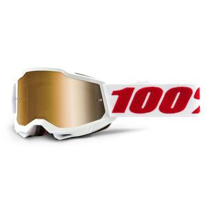 Gyerek motocross szemüveg 100% ACCURI 2 fehér (arany plexiüveg)