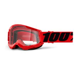 Gyerekeknek motocross szemüveg 100% Strata 2 piros (átlátszó plexi)