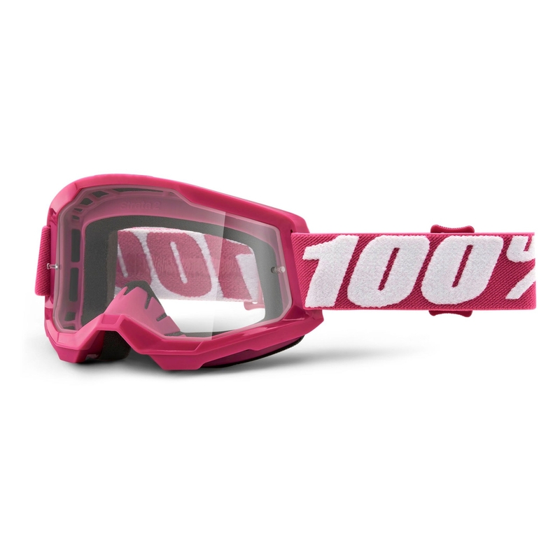 Motocross szemüveg 100% STRATA 2 Fletcher rózsaszín (átlátszó szemellenző)