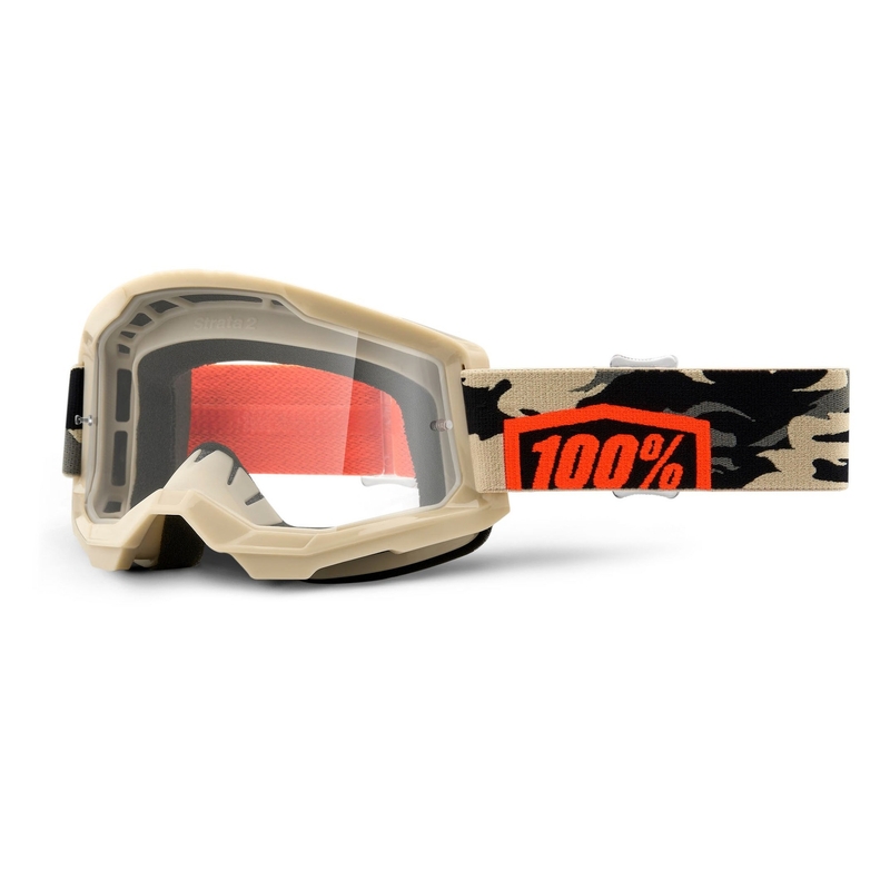 Motocross szemüveg 100% STRATA 2 Kombat bézs (tiszta plexiüveg)