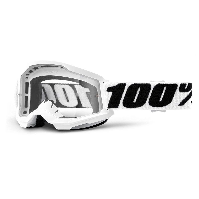 Motocross szemüveg 100% STRATA 2 Everest fehér (átlátszó szemellenző)