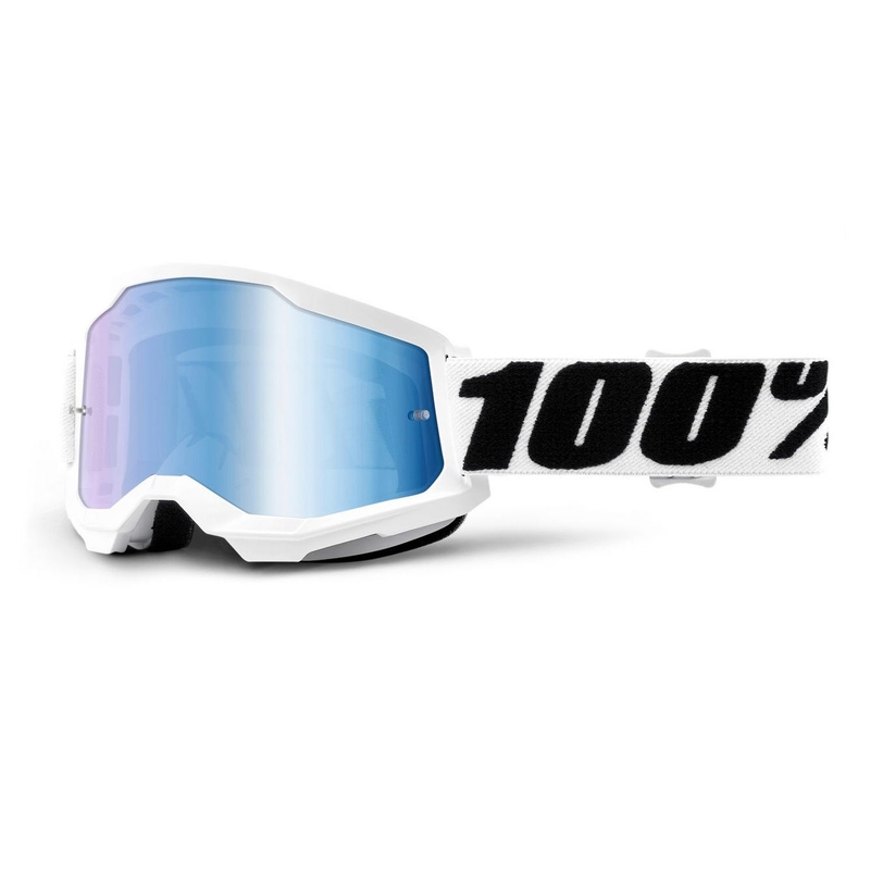 Motocross szemüveg 100% STRATA 2 fehér (kék tükör plexi) eladás