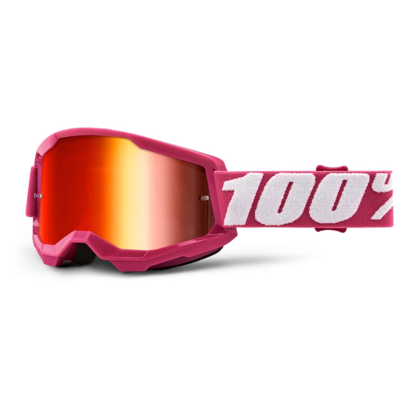 Motocross szemüveg 100% STRATA 2 Fletcher rózsaszín (piros tükör plexiüveg)