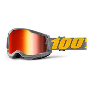 Motocross szemüveg 100% STRATA 2 Izipizi szürke (piros tükör plexi)