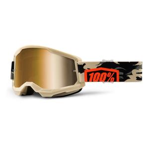 Motocross szemüveg 100% STRATA 2 Kombat - Valódi bézs (arany plexiüveg)