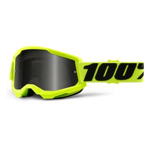 Motocross szemüveg 100% STRATA 2 fluo sárga (füstplexi) kiárusítás