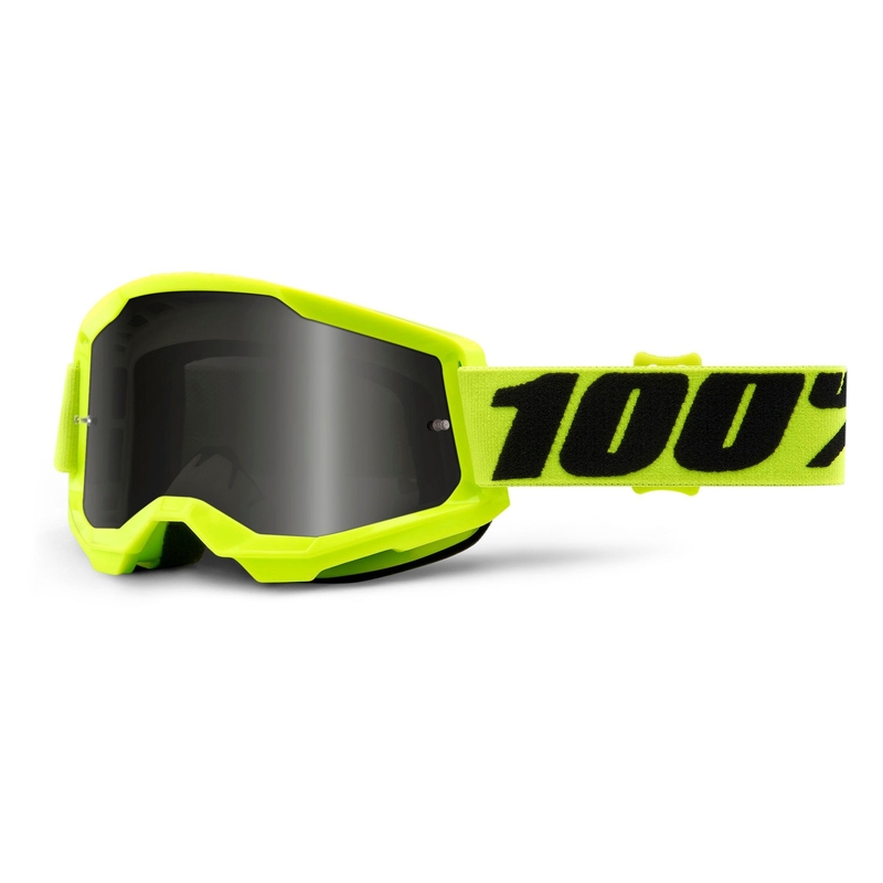 Motocross szemüveg 100% STRATA 2 fluo sárga (füstplexi)