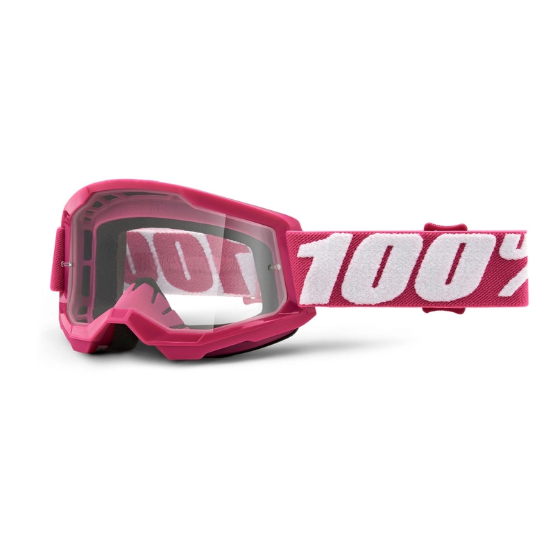 100% Strata 2 gyerek motocross szemüveg rózsaszín (átlátszó plexi)