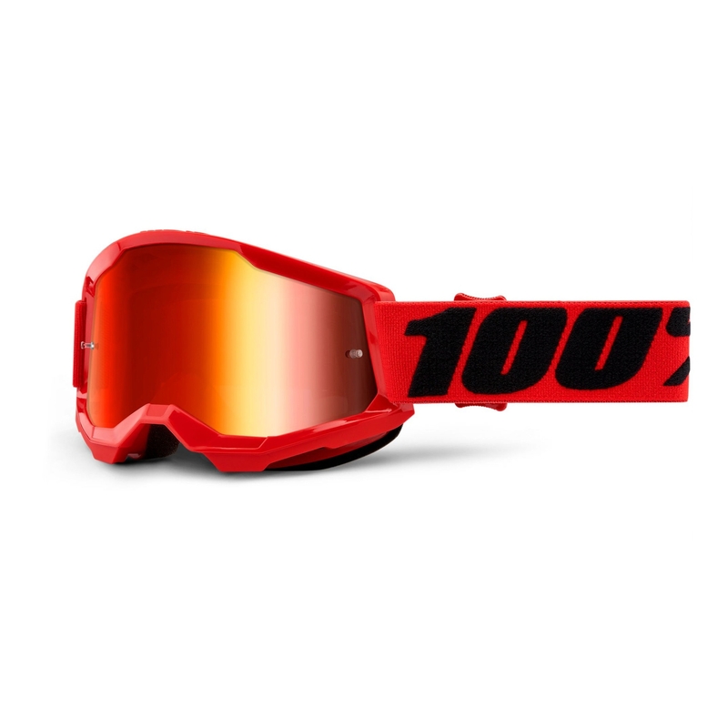 100% STRATA 2 gyerek motocross szemüveg piros (tükörpiros plexi)