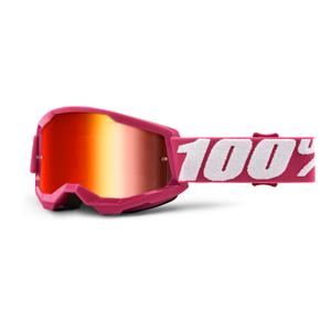 Gyerek Motocross szemüveg 100% STRATA 2 Rózsaszín (red mirror plexiüveg)