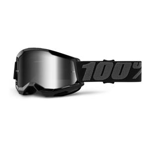 Gyerek Motocross szemüveg 100% STRATA 2 fekete (ezüst tükör plexiüveg)