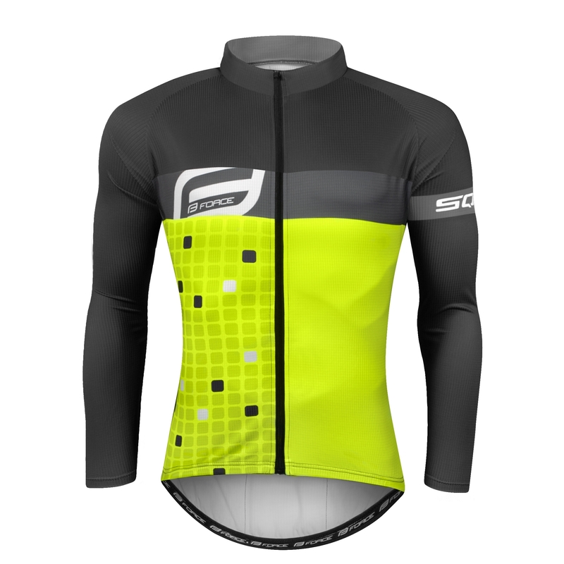 Dres FORCE Square šedo-fluo žlutý - dlouhý rukáv výprodej