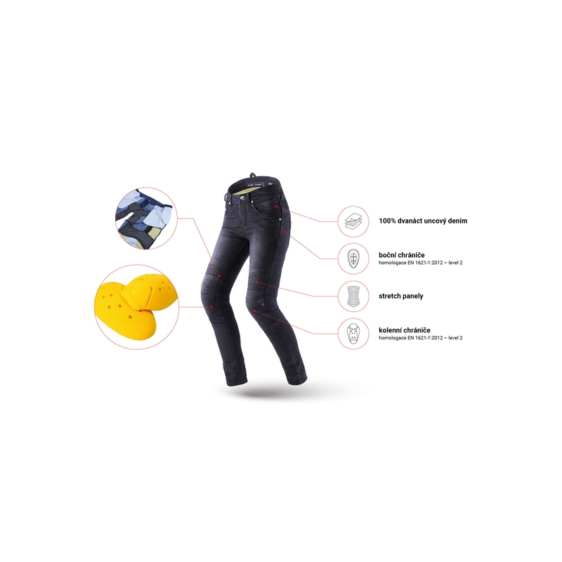 Street Racer Spike II Slim fit CE női motoros farmer fekete