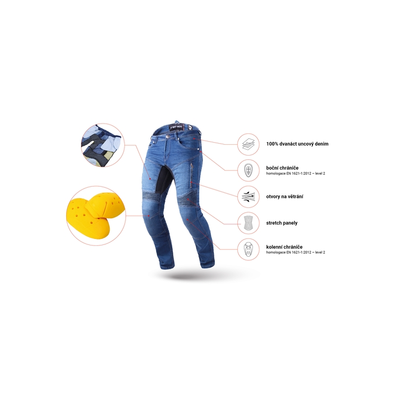 Street Racer Stretch II CE Rövidített motoros farmer  kék
