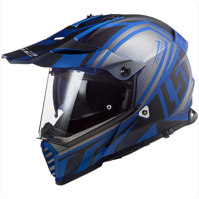 Enduro sisak LS2 MX436 Pioneer EVO Master fekete-ezüst-kék