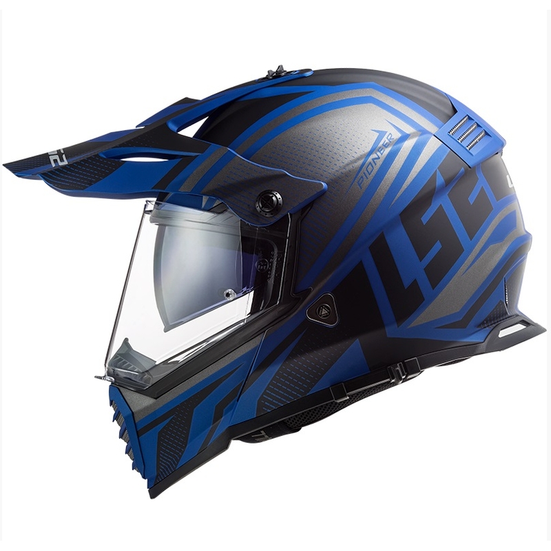 Enduro sisak LS2 MX436 Pioneer EVO Master fekete-ezüst-kék
