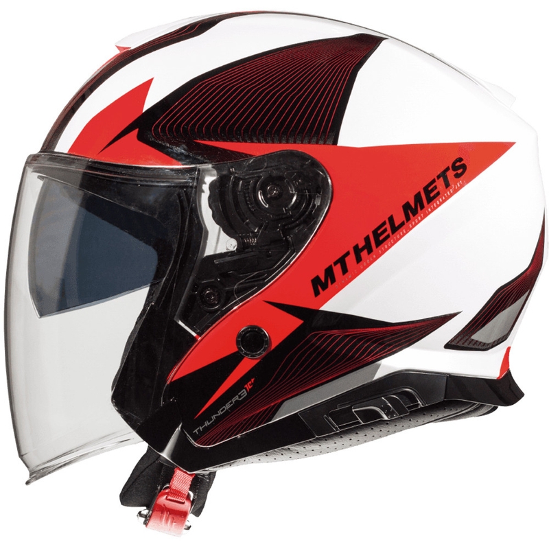 Mt Thunder 3 SV Wing Open motorkerékpár sisak fekete-fehér-piros - II. osztály