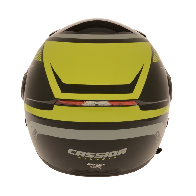 Nyitott motoros sisak Cassida Reflex fekete-ezüst-neon sárga