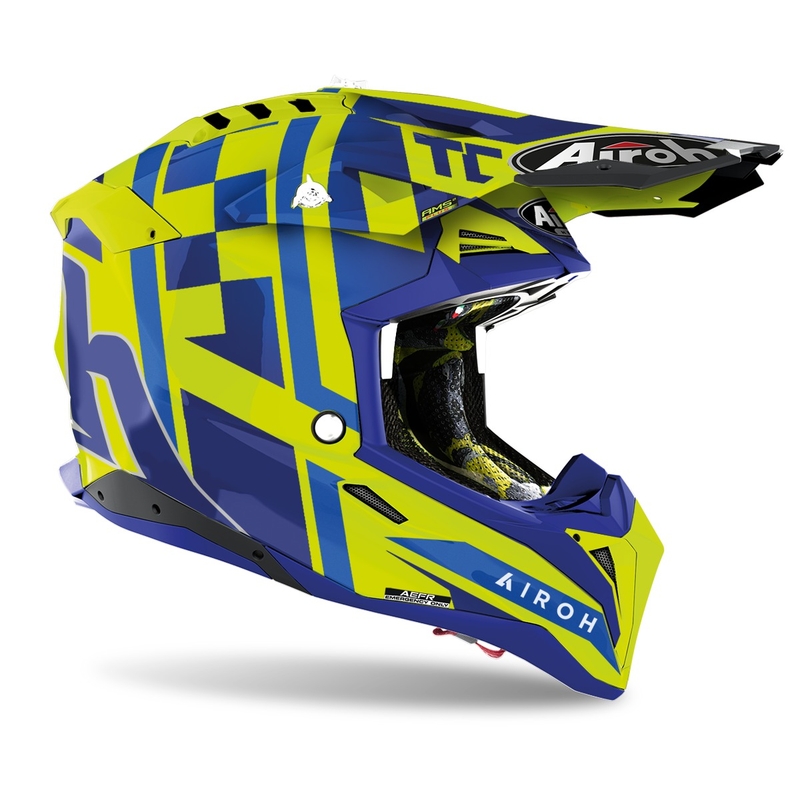 Motocross Sisak Airoh Aviator 3.0 TC21 2022 kék-fluo sárga fényes kiárusítás