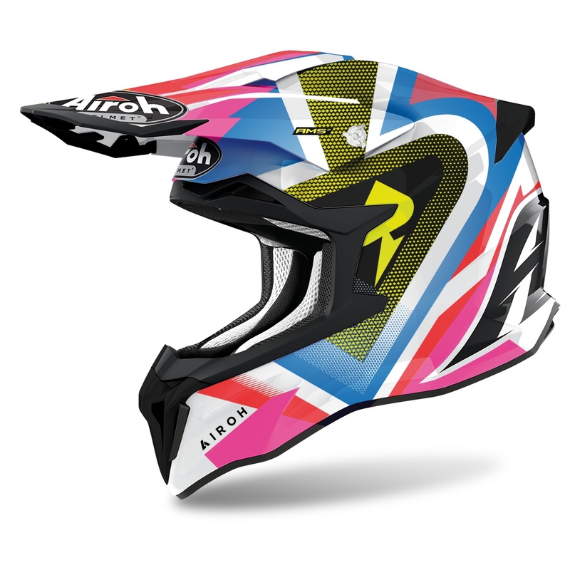 Motocross sisak Airoh Strycker View 2022 kék-rózsaszín-fehér fényes