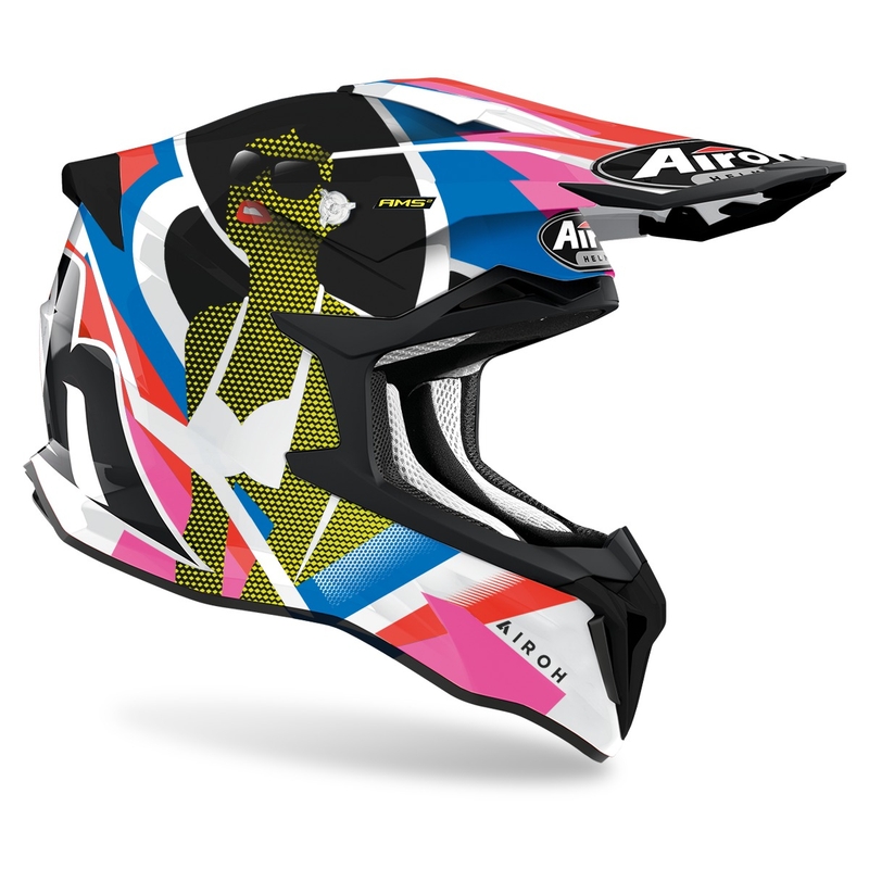 Motocross sisak Airoh Strycker View 2022 kék-rózsaszín-fehér fényes