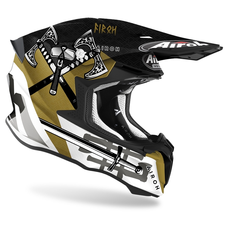 Motocross Sisak Airoh Twist 2.0 Sword 2021 Fehér-arany-szürke kiárusítás