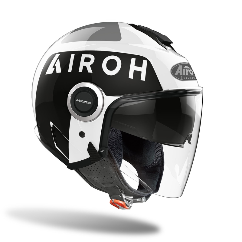 Nyitott motoros sisak Airoh Helios Up 2022 fekete-fehér