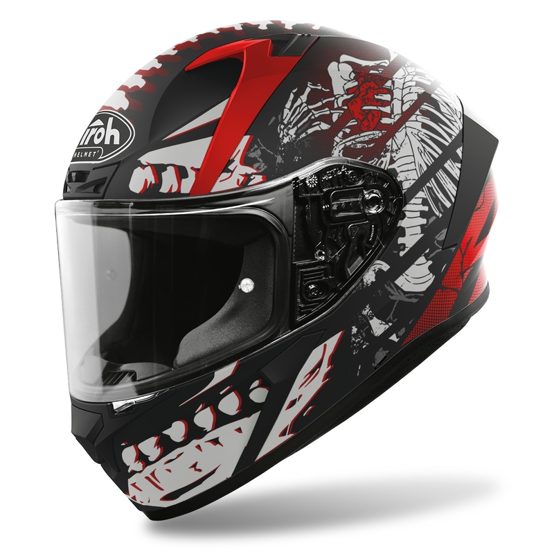 Integrált motoros sisak Airoh Valor Ribs 2022 fehér-piros-fekete matt