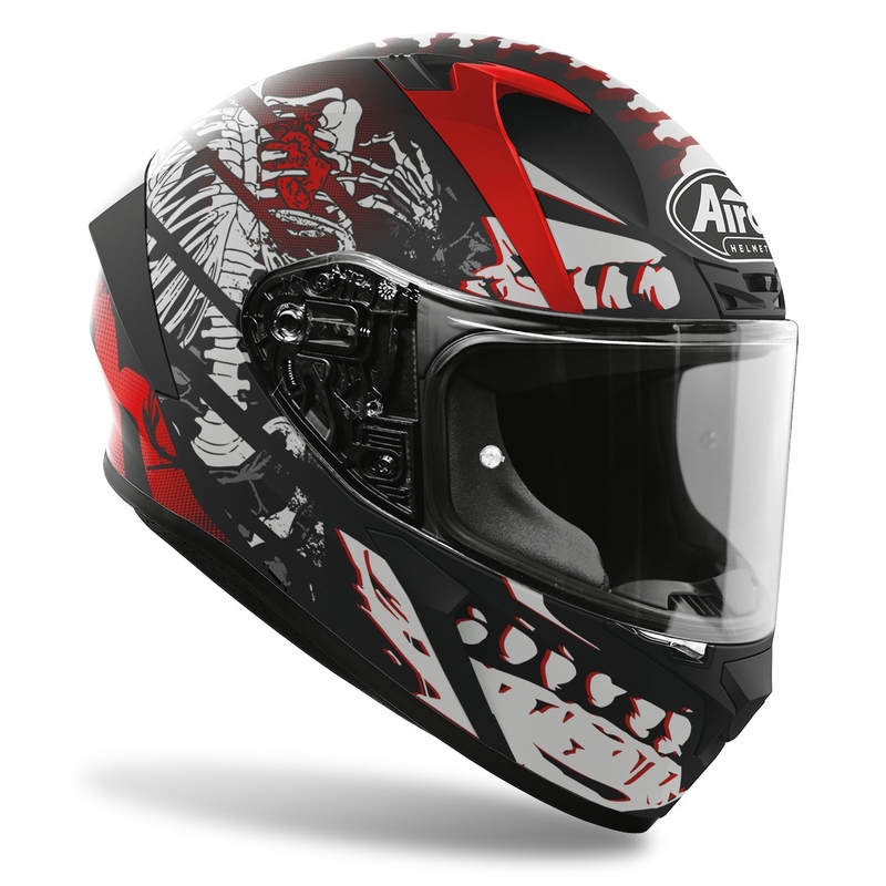 Integrált motoros sisak Airoh Valor Ribs 2022 fehér-piros-fekete matt