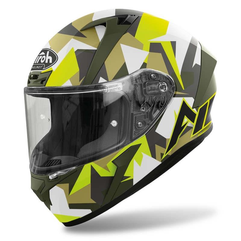 Integrált motoros sisak Airoh Valor Army 2022 fehér-khaki-fluo zöld