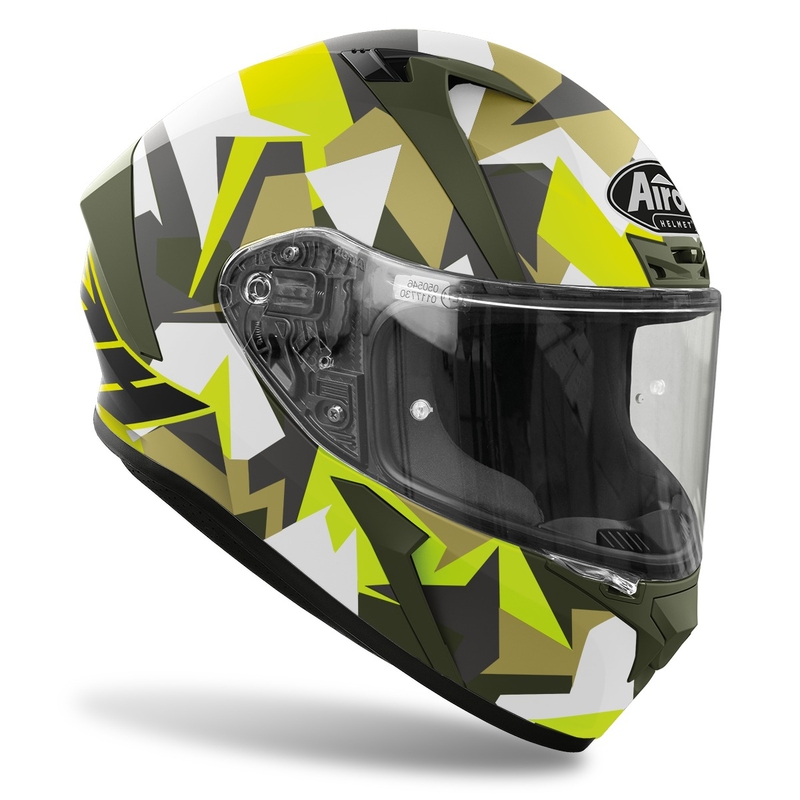 Integrált motoros sisak Airoh Valor Army 2022 fehér-khaki-fluo zöld