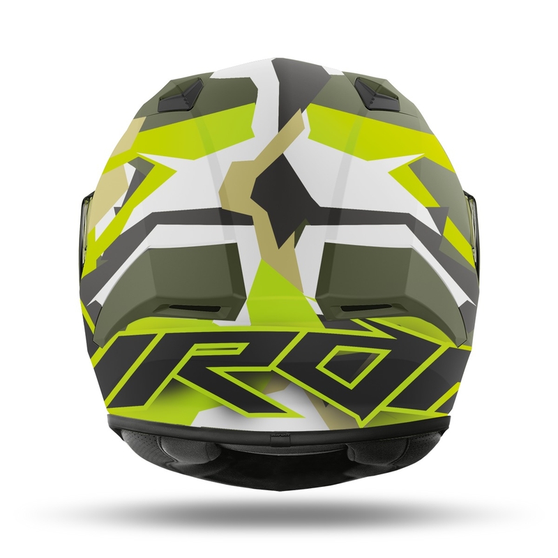 Integrált motoros sisak Airoh Valor Army 2022 fehér-khaki-fluo zöld
