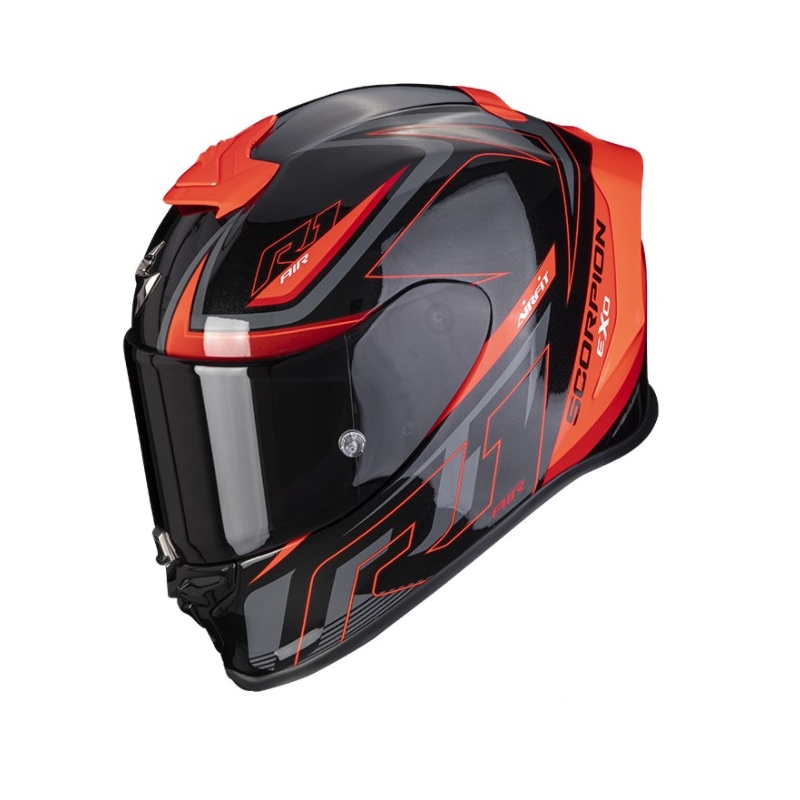 Beépített motoros sisak Scorpion EXO-R1 Air Gaz fekete-piros