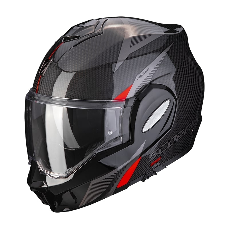 Flip sisak Scorpion EXO-TECH Carbon Top fekete-piros