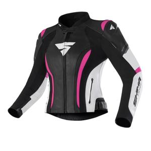 Női kabát Motorkerékpárhoz Shima Miura 2.0 fekete-fehér-rózsaszín
