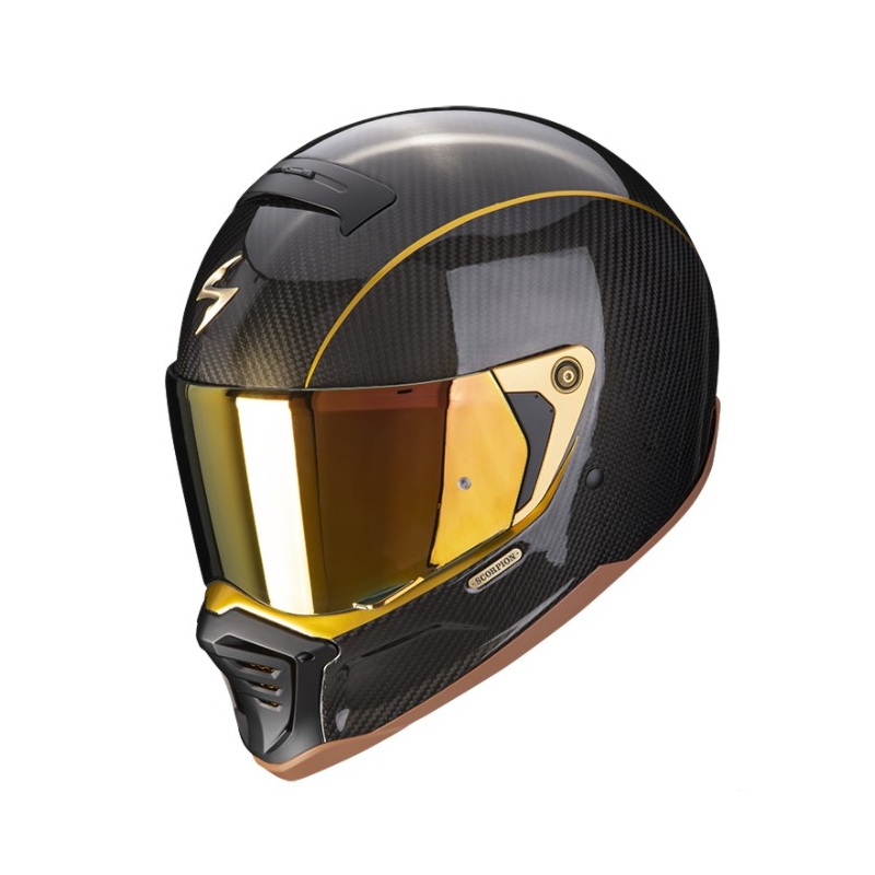 Beépített motoros sisak Scorpion EXO-HX1 Carbon SE fekete-arany kiárusítás