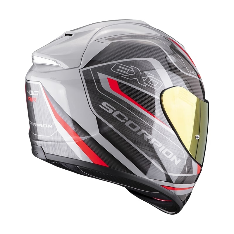 Beépített motoros sisak Scorpion EXO-1400 Air Attune szürke-fekete-piros kiárusítás