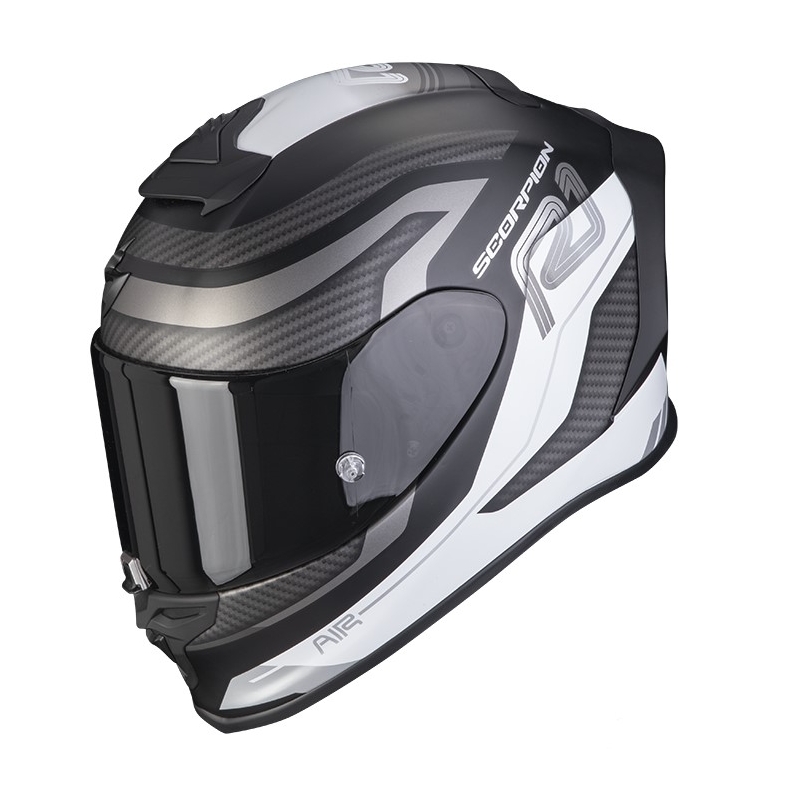 Beépített motoros sisak SCORPION EXO-R1 AIR VATIS matt fekete/fehér kiárusítás
