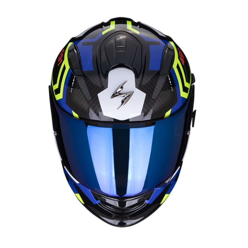 SCORPION EXO-491 SPIN zárt bukósisak fekete-kék-fluo sárga kiárusítás