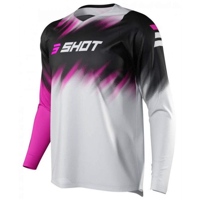 Gyerekek Motocross Jersey Shot Devo versus Szürke-Fekete-Rózsaszín kiárusítás