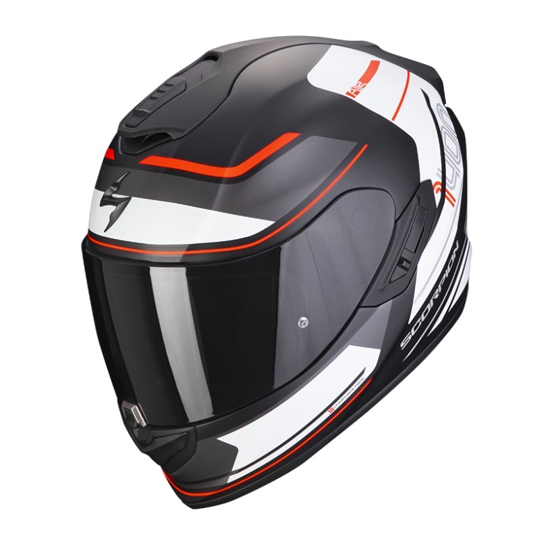 Beépített motoros sisak SCORPION EXO-1400 AIR VITTORIA matt fekete-fehér kiárusítás