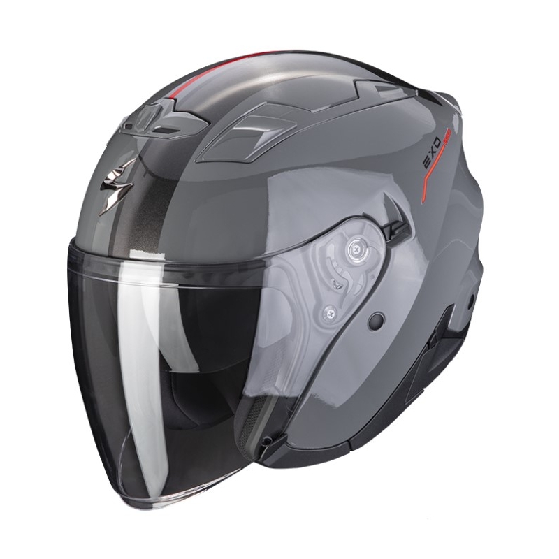 Nyitott sisak Scorpion EXO-230 SR cementszürke-vörös kiárusítás