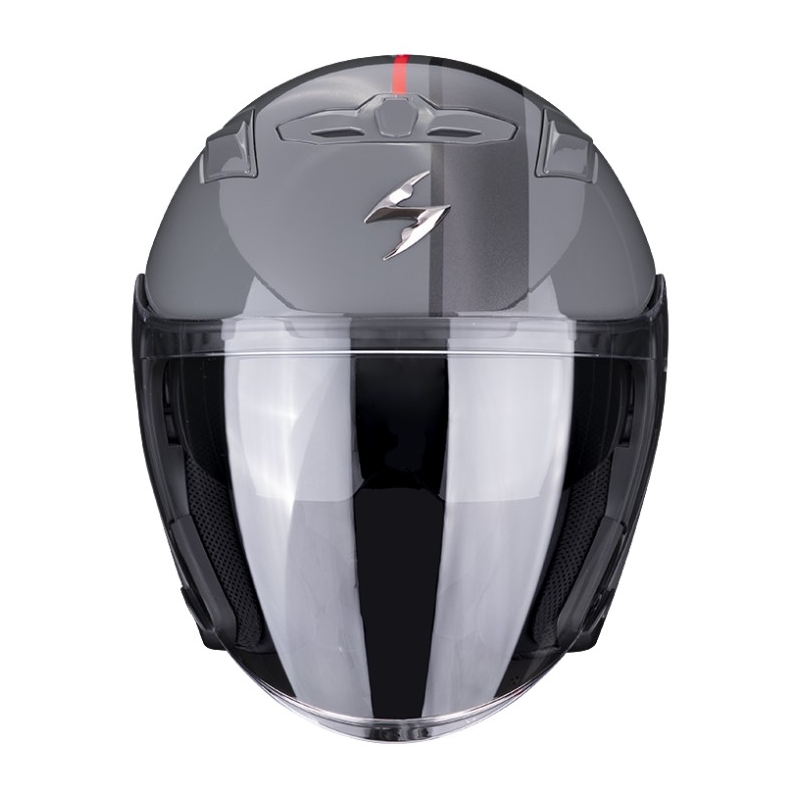 Nyitott sisak Scorpion EXO-230 SR cementszürke-vörös kiárusítás