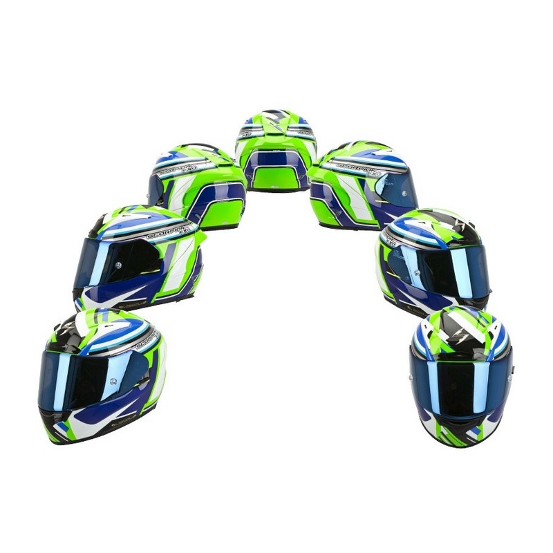 Integrált sisak a moto Scorpion EXO-2000 Avenger zöld-kék akcióhoz kiárusítás