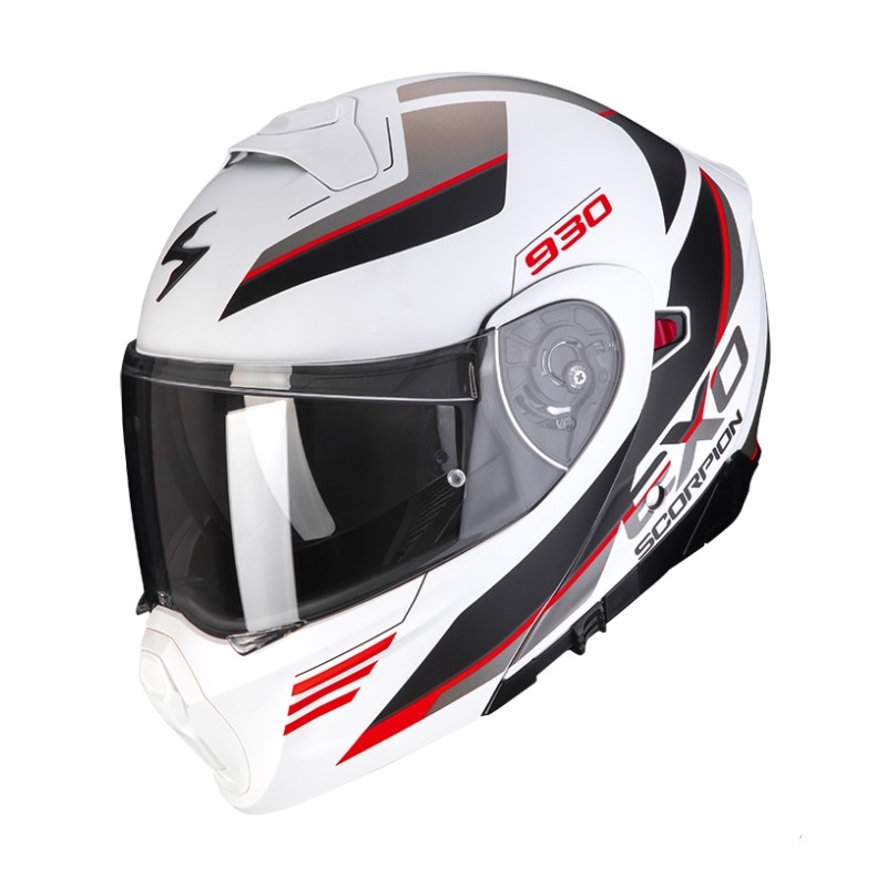 Motoros sisak Scorpion EXO-930 NAVIG matt fehér-fekete-piros