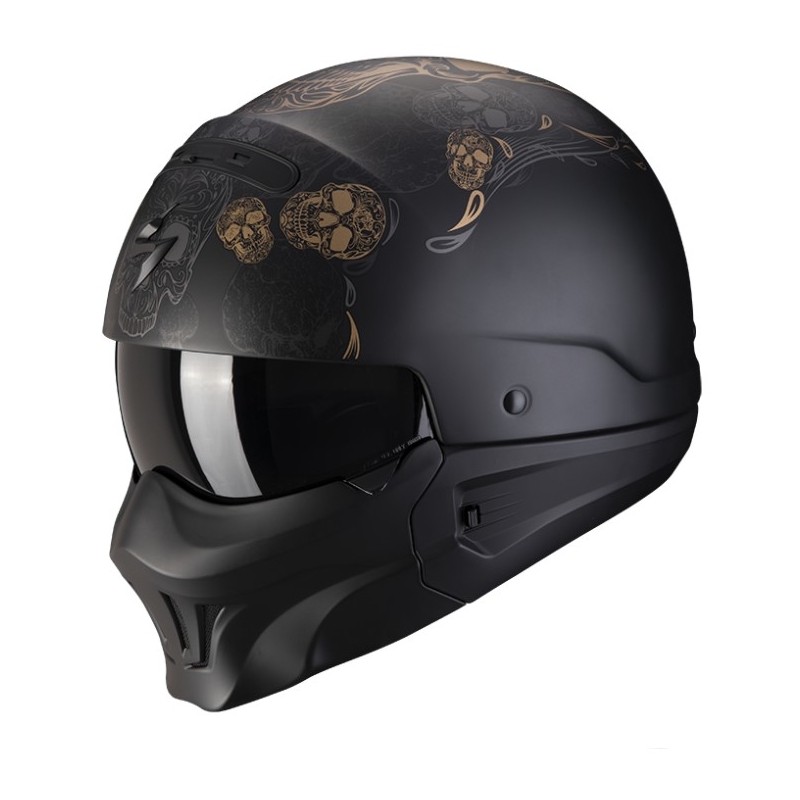 Motoros sisak Scorpion EXO-COMBAT EVO KALAVERA matt fekete-arany
